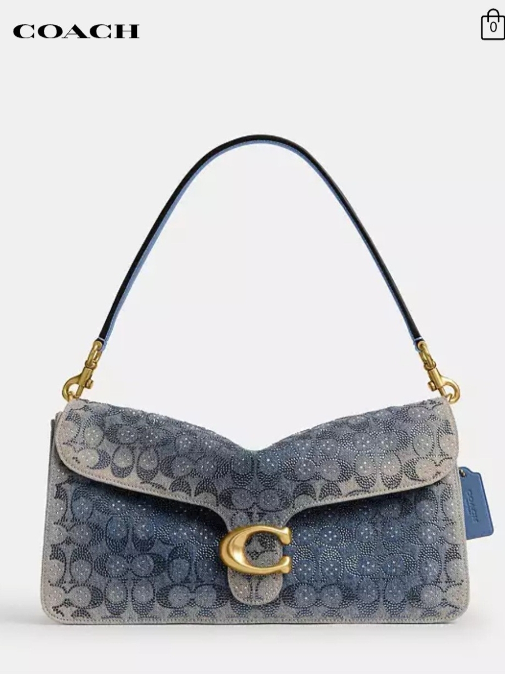 Coach Tabby Crystal Denim Signature Shoulder Bag 36